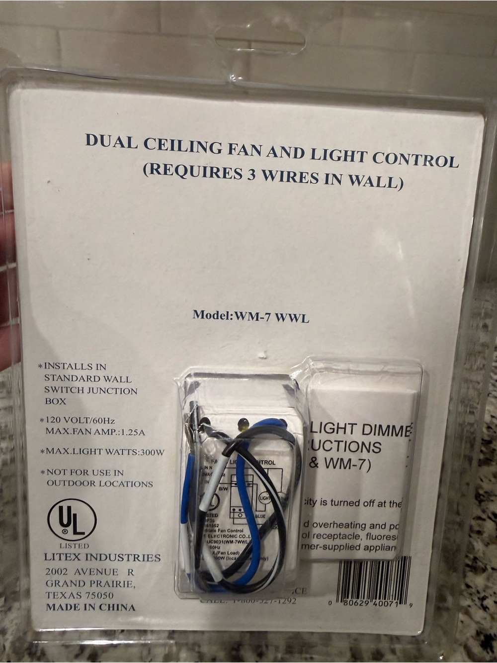 White Dual Ceiling Fan & Light Control - Picture 5 of 5